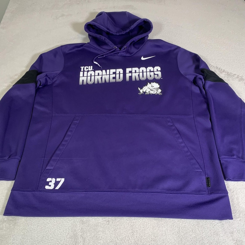 TCU Horned Frogs Hoodie Mens XL Purple Football Nike On Field 37 Player‎ Issued